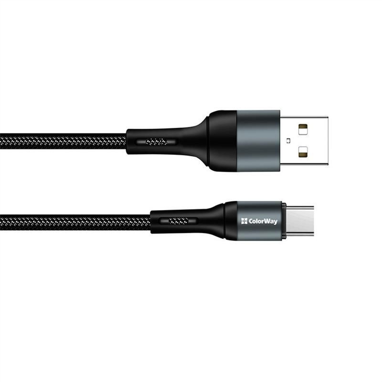 USB кабель ColorWay USB - USB Type-C 1м 2.4A (CW-CBUC045-BK) Чорний (Black) 191839 фото
