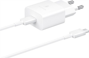 Зарядний пристрій SAMSUNG 15W Power Adapter EP-T1510XWEGEU + кабель Type-C Білий (White) 166061 фото