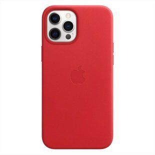 Чохол накладка для iPhone 12 Pro Max Leather Case with MagSafe (MHKJ3) Червона (PRODUCT RED) 202725 фото