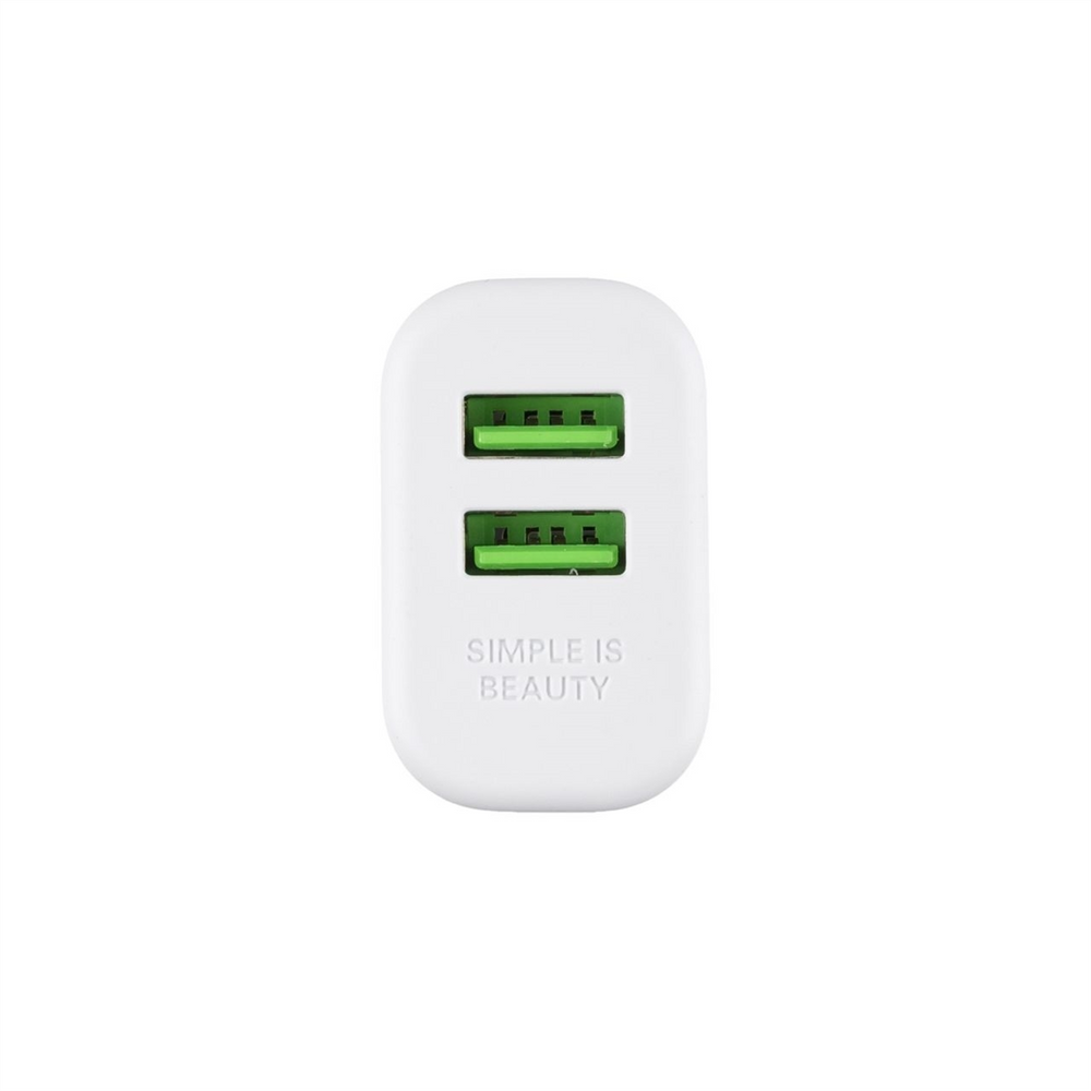 Зарядний пристрій DC CA-D24 (2 USB) 2.4A + кабель Type-C Білий (White) 120686 фото