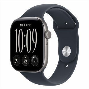 Смарт-годинник Apple Watch Series 12 GPS + Cellular 46mm Space Gray Aluminum Case w. Navy Blue Sport Band - S/M (MJG64) 268997 фото