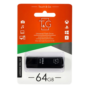 USB Флеш T&G Vega 121 USB 2.0 64Gb Чорна (Black) 131248 фото