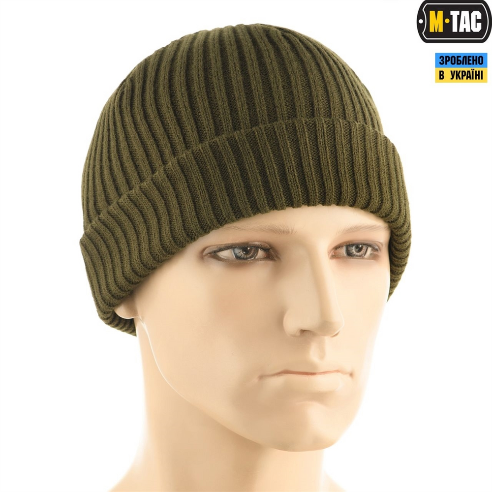 Шапка M-Tac в'язана 100% акрил S/M Зелена (Dark Olive) 221581 фото