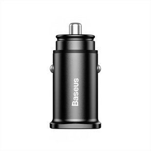 Автомобільний зарядний пристрій Borofone Baseus Square Metal QC 3.0 30W 2USB Чорний (Black) 74696 фото