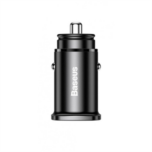 Автомобільний зарядний пристрій Baseus Square Metal PD 3.0 QC 4.0+ 30W USB+Type-C Чорний (Black) 74697 фото
