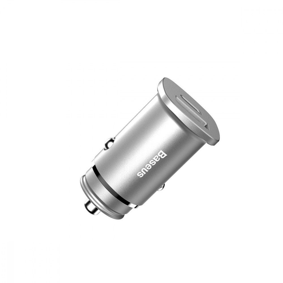 Автомобільний зарядний пристрій Baseus Square Metal PD 3.0 QC 4.0+ 30W USB+Type-C Чорний (Black) 74697 фото