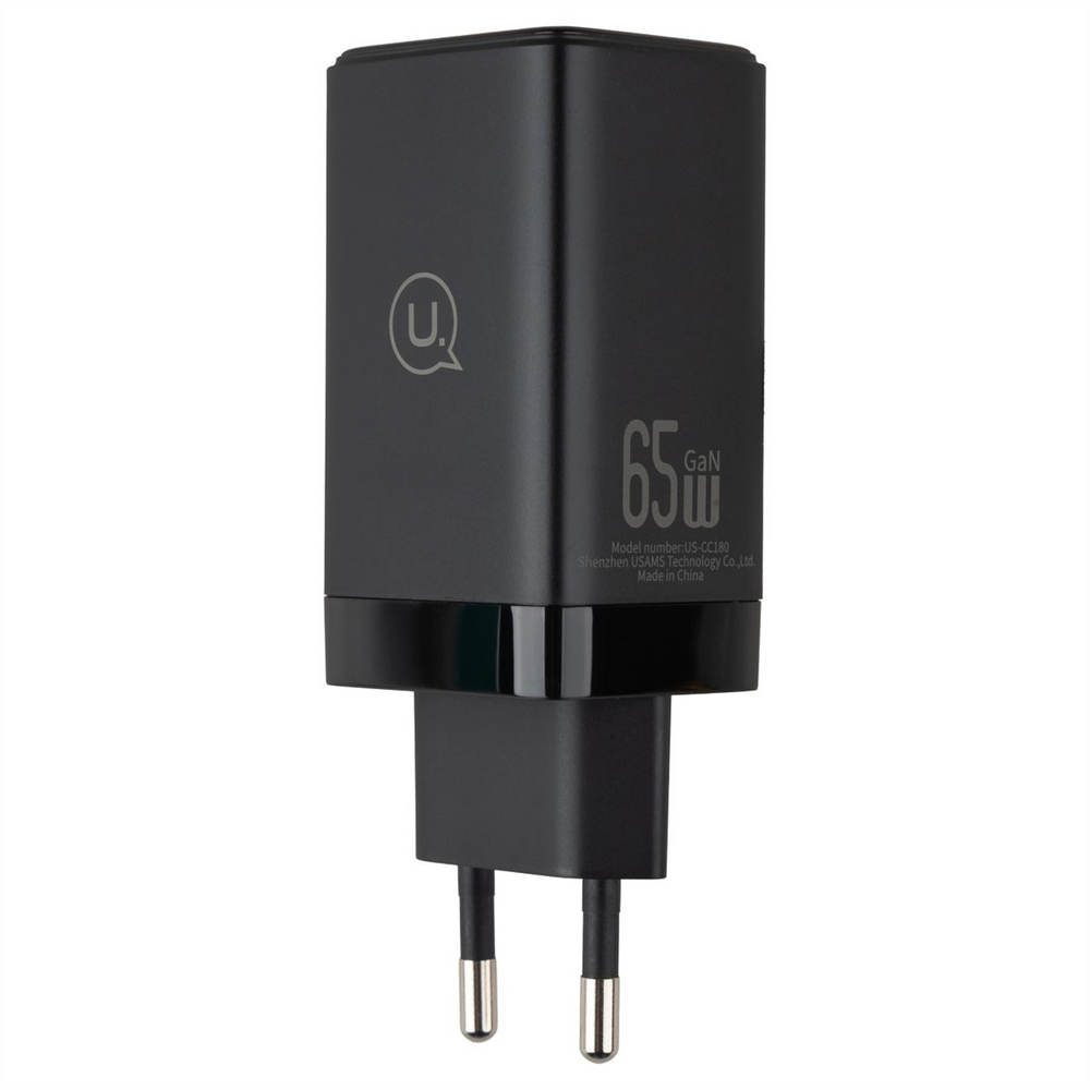 Зарядний пристрій Usams US-CC180 (2 USB-C + 1 USB) QC&PD3.0 65W Чорний (Black) 138547 фото