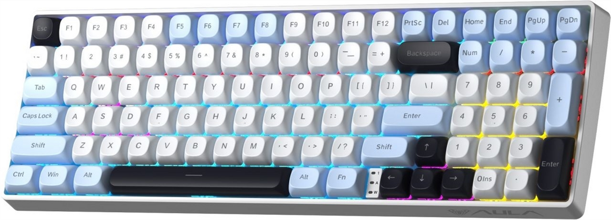 Клавіатура бездротова Aula S100pro Brown Switch Чорна Біла (Black White) 211381 фото