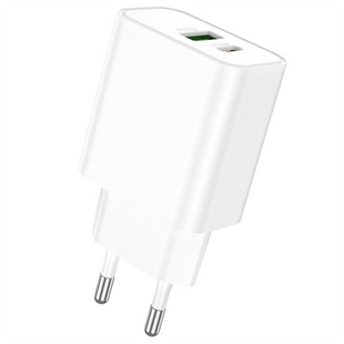 Зарядний пристрій Borofone BA88A Navy PD20W+QC3.0 (1USB-A/1C) Білий (White) 166382 фото