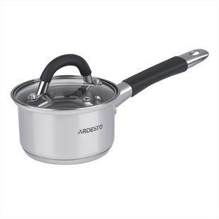Ківш зі скляною кришкою Ardesto Gemini Salerno 0.8л AR1908SS Срібний (Silver) 156745 фото