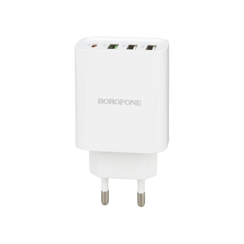 Зарядний пристрій Borofone BA79A (3 USB + 1 USB-C) 20W + кабель Type-C to Lightning Білий (White) 133966 фото