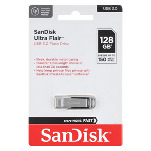 USB Флеш SanDisk Ultra Flair USB 3.0 128Gb Чорна (Black) 102150 фото