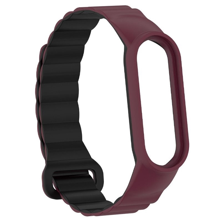 Ремінець для годинника Xiaomi Mi Band 7/6/5/4/3 Dual-color Magnetic Фіолетовий Чорний (Plum Black) 164804 фото