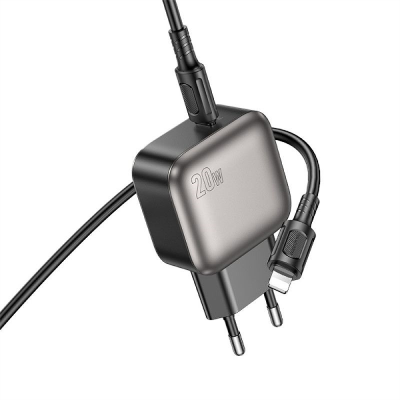 Зарядний пристрій Borofone BAS53A Absolute PD20W (1USB-C) + кабель Type-C to Lightning Чорний (Black) 166300 фото
