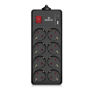 Мережевий фільтр Real-EL RS-Protect 805 (EL122300042) 1.8м Чорний (Black) 211027 фото