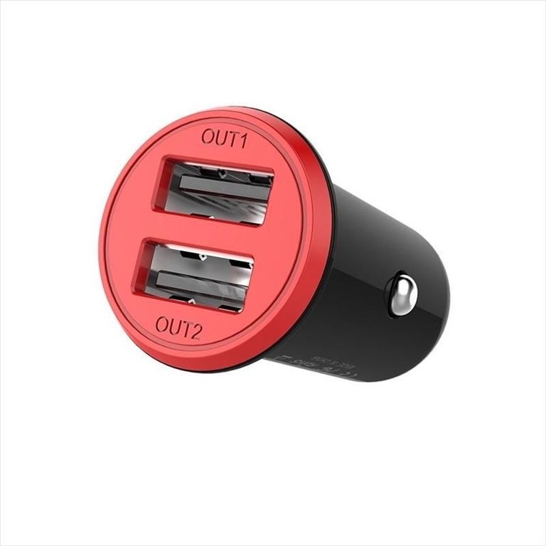 Автомобільний зарядний пристрій ColorWay (2USB,3.4A, 17W) (CW-CHA026-BK) Червоний Чорний (Red Black) 166682 фото