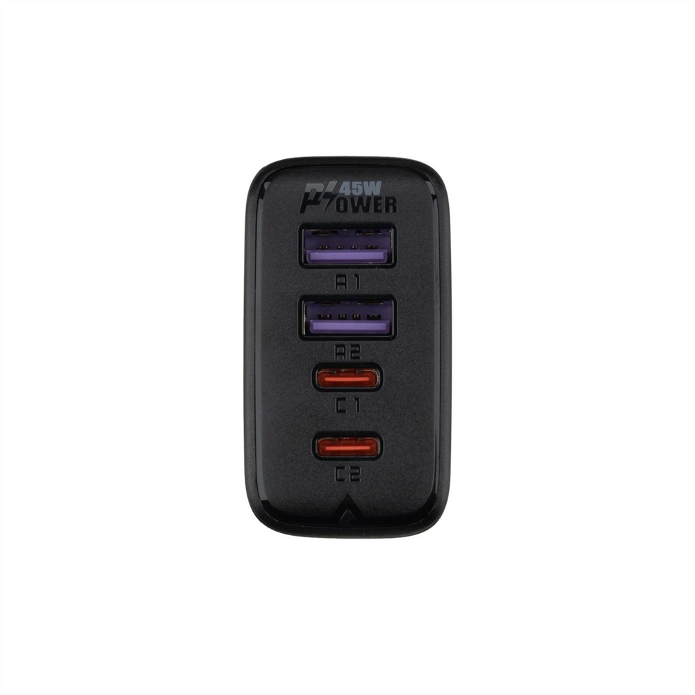 Зарядний пристрій Acefast A61 QC PD45W (2USB + 2USB-C) Чорний (Black) 133973 фото