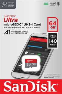 Карта пам'яті MicroSD SanDisk 64GB C10 UHS-I R140MB/s Ultra 197095 фото