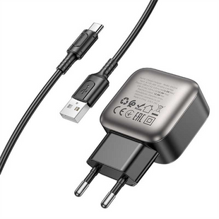 Зарядний пристрій Borofone BAS51A Absolute 12W (2USB-A) + кабель USB to Type-C Чорний (Black) 166138 фото