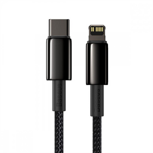 USB кабель Baseus Tungsten Gold Lightning 2.4A 1м Чорний (Black) 94616 фото