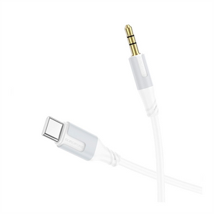 Кабель AUX Borofone BL19 3.5 to Type-C 1м Білий (White) 175893 фото