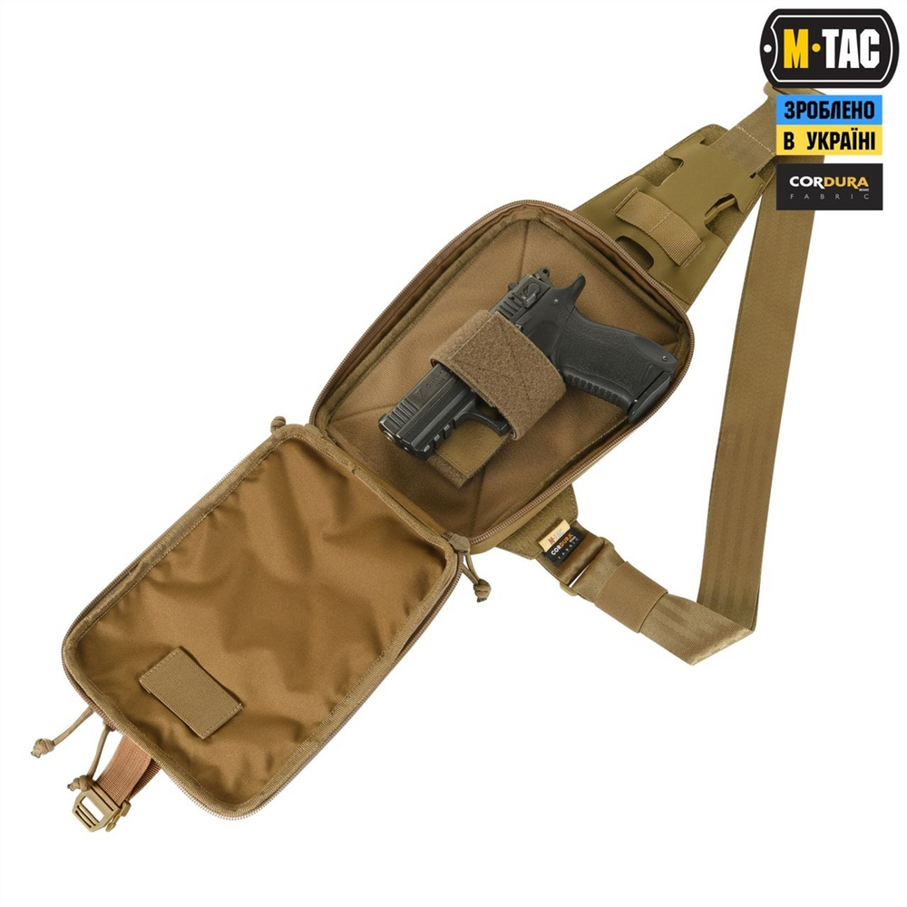 Сумка M-Tac Sling Pistol Bag Elite Hex з липучкою Коричнева (Coyote) 233609 фото
