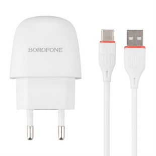 Зарядний пристрій Borofone BA49A 2.1A +кабель Type-C Білий (White) 109045 фото