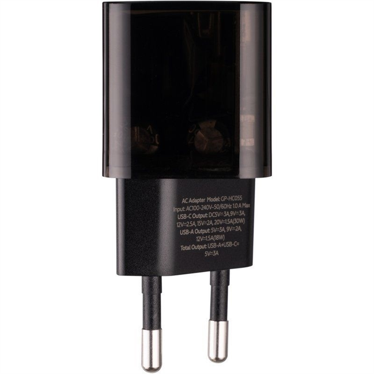 Зарядний пристрій Gelius Genesis GP-HC055 (1USB + 1USB-C) 30W GaN Чорний (Black) 121058 фото