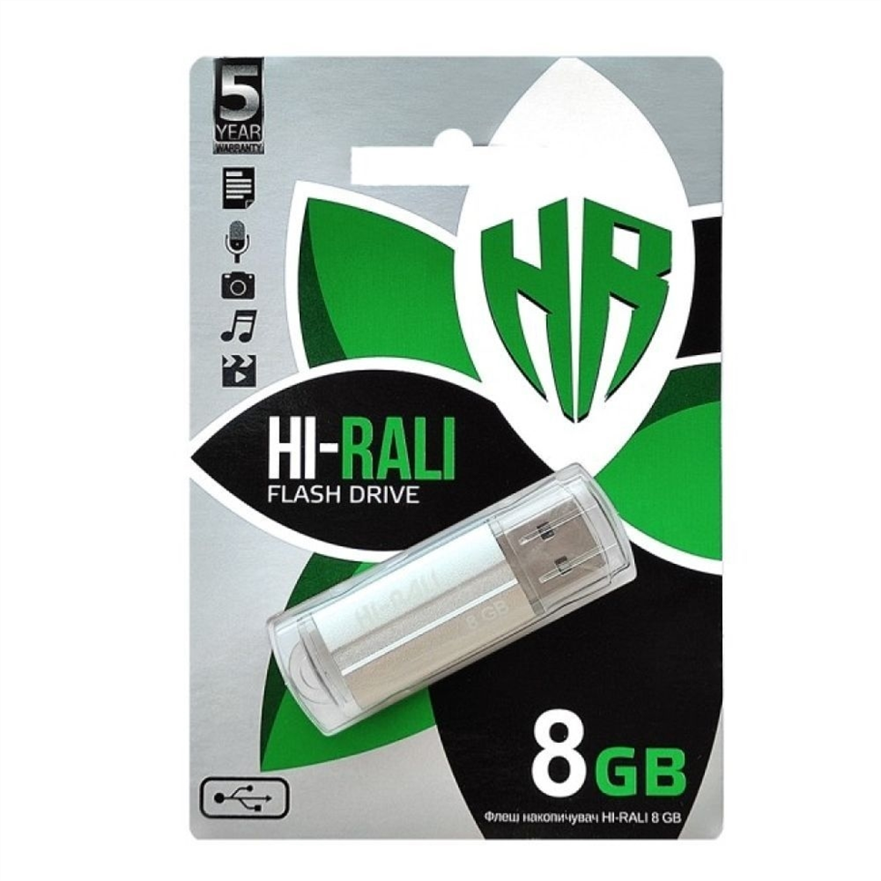 USB Флеш 8Gb Hi-Rali Corsair Series Срібна (Silver) 192224 фото