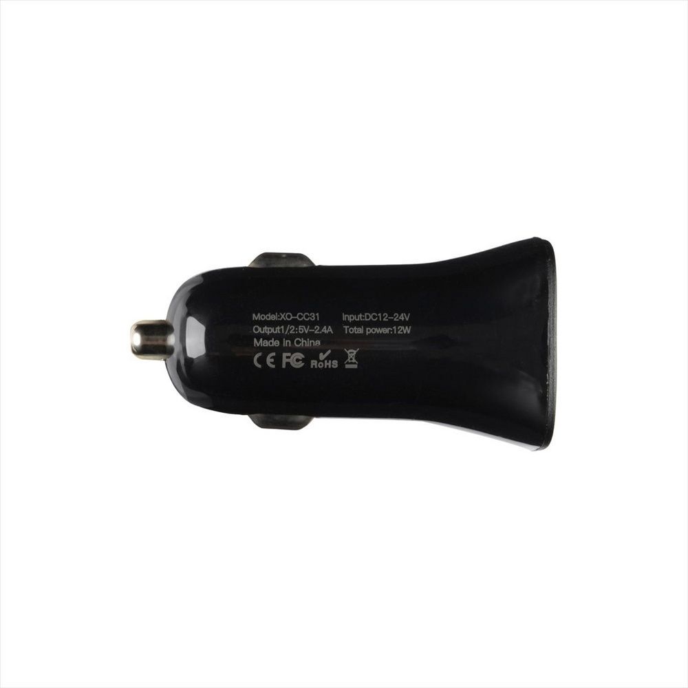 Автомобільний зарядний пристрій XO TZ10 2.4A/2USB + кабель Type-C Чорний (Black) 100915 фото