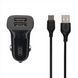 Автомобільний зарядний пристрій XO TZ10 2.4A/2USB + кабель Type-C Чорний (Black) 100915 фото 1