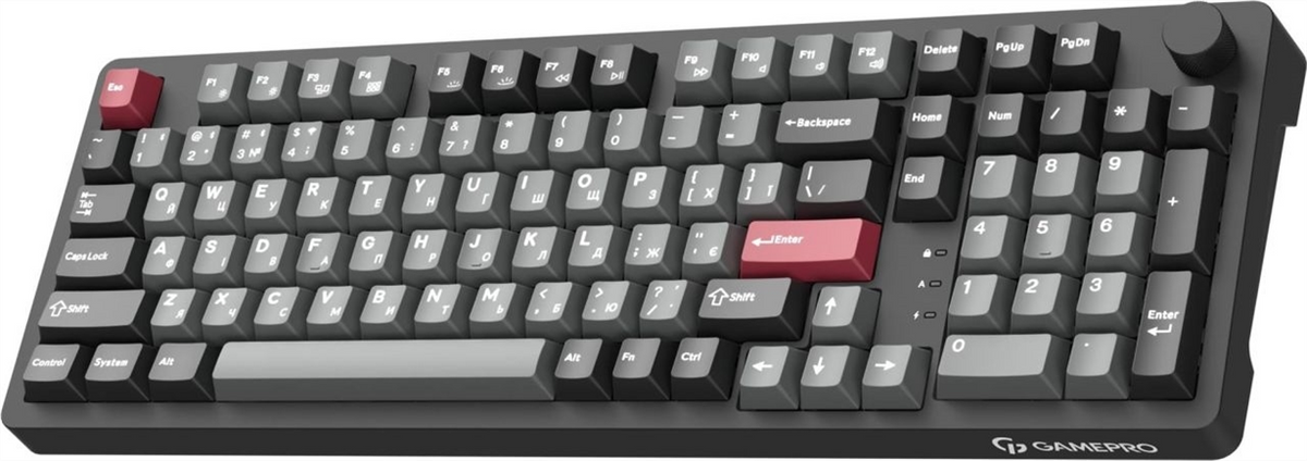 Клавіатура бездротова GamePro Asgard Drakkar Keychron (MK305BK) Super Red Switch Чорна (Black) 211383 фото