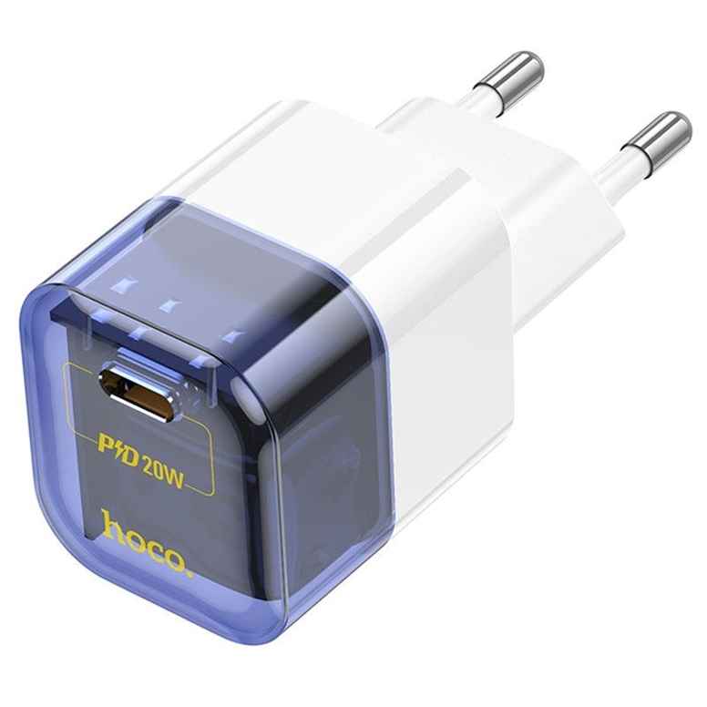 Зарядний пристрій Hoco C125A Transparent PD20W (1USB-C) Синій (Transparent blue) 166230 фото