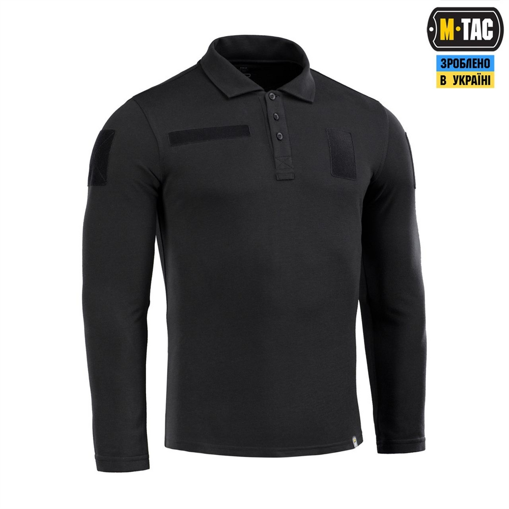 Поло M-Tac тактичне довге рукав 65/35 Чорне (Black) (S) 232423 фото