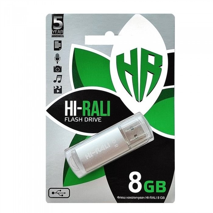 USB Флеш 8Gb Hi-Rali Rocket Срібна (Silver) 58134 фото