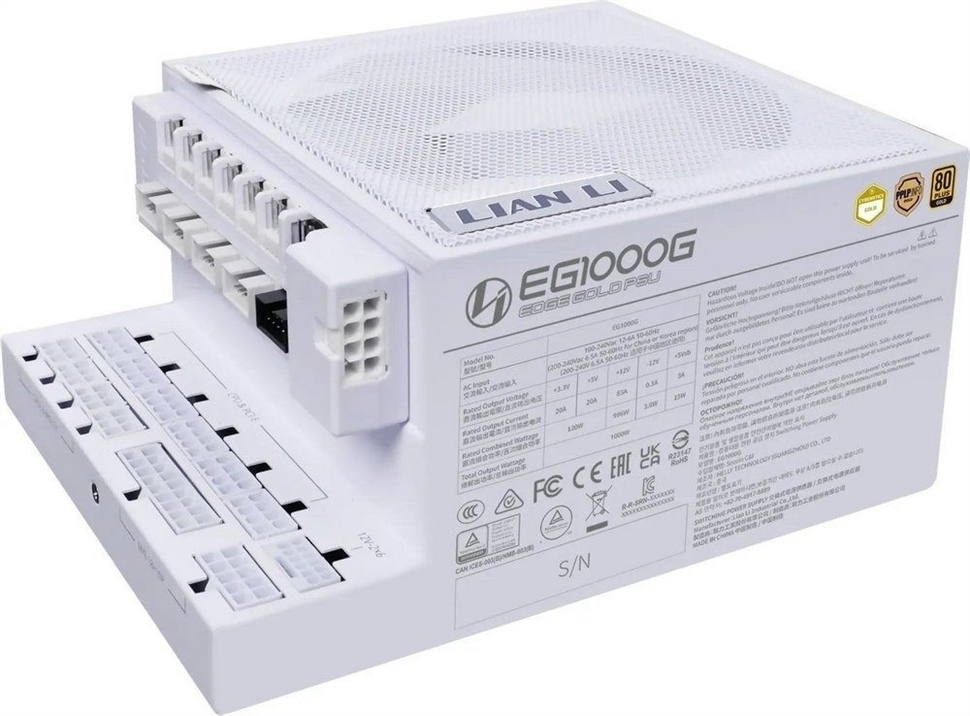 Блок живлення Lian Li Edge Gold 1000W White with Hub, EU Cord (G9P.EG1000G.WH00.EU) Білий (White) 209744 фото
