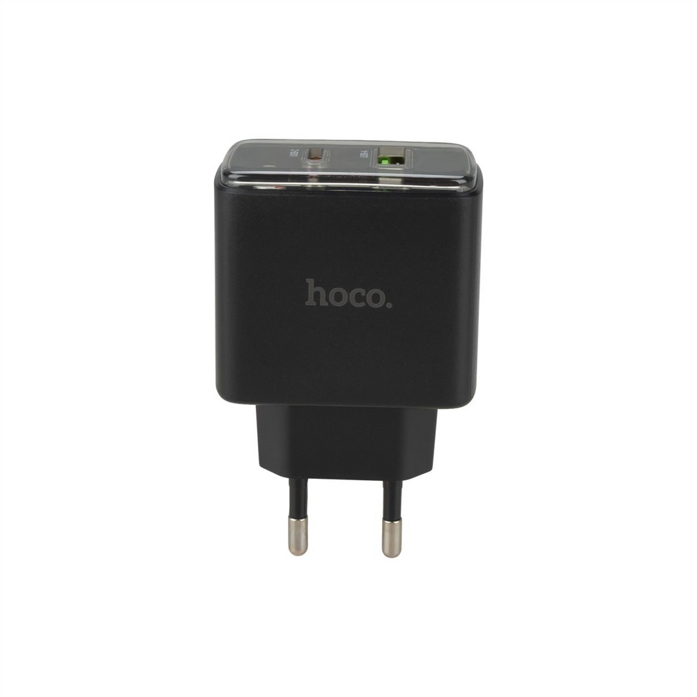 Зарядний пристрій Hoco CS42A (1USB+1USB-C) PD 30W+ кабель Type-C to Type-C Чорна (Black) 131432 фото