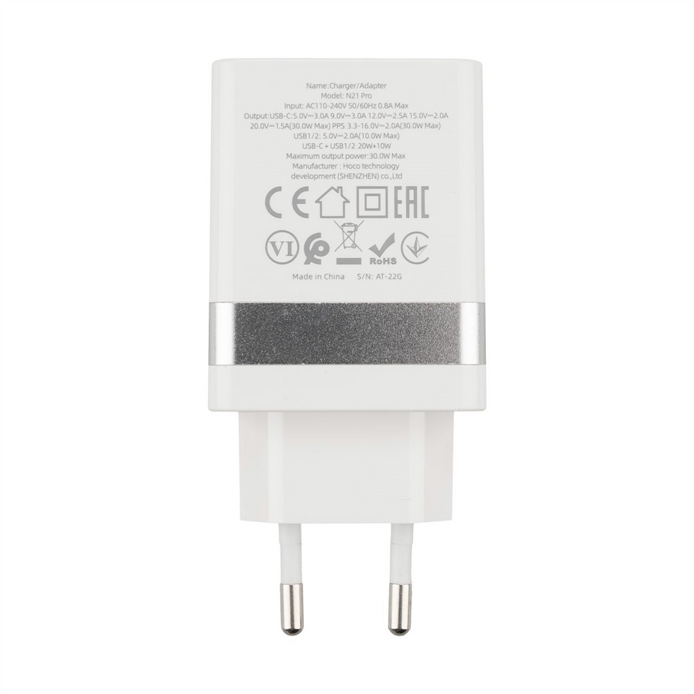 Зарядний пристрій Hoco N21 Pro Tourer 30W 2USB + Type-C Білий (White) 104216 фото