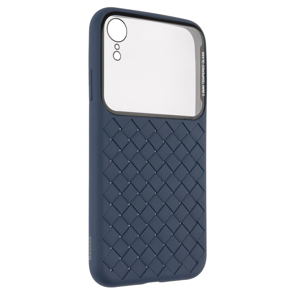 Чохол накладка для iPhone XR Baseus Glass & Weaving Синя (Blue) 82014 фото