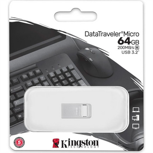 USB Флеш 64Gb Kingston DataTraveler Micro USB3.2 Срібна (Silver) 192304 фото