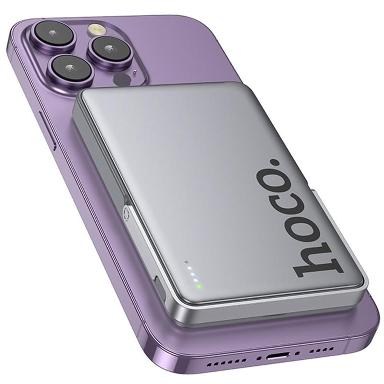 PowerBank 5000 mAh Hoco Q36 Sunlight magnetic suction+holder PD20W з БЗП Сірий (Grey) 210489 фото