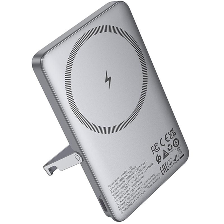 PowerBank 5000 mAh Hoco Q36 Sunlight magnetic suction+holder PD20W з БЗП Сірий (Grey) 210489 фото